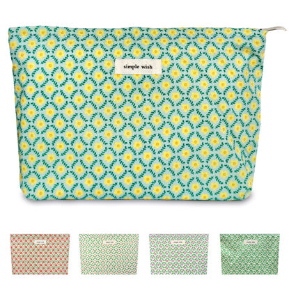 Picture of STARDW Flower Cosmetic Bags Makeup Bags for Women and Girls,Travel Makeup Bag Large Capacity Canvas Makeup Bag,Makeup Organizer Bag Zipper Pouch (Yellow Floral)