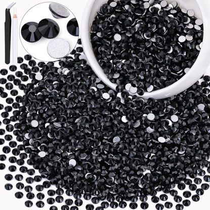 Picture of 3000PCS SS20/5mm Crystal Rhinestones (Jet Black), Bedazzling Flatback Glass Rhinestones for Crafting DIY Nail Art Makeup Decoration, Gems Diomand Charms for Tumbler Shoes Clothing Mug