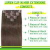 Picture of LORIEN Clip in Hair Extensions Real Human Hair, 24 Inch 120g, 4 Dark Brown, Clip in 100% Brazilian Remy Human Hair Extensions 8pcs Per Set with 18 Clips Double Weft
