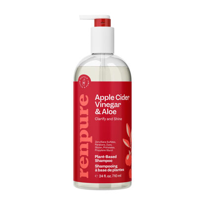 Picture of RENPURE Apple Cider Vinegar & Aloe Shampoo, Plant-Based - Clarifies, Removes Residue and Nourishes for Shiny, Healthy Hair - For Dull Hair - Apple Cider Vinegar, Aloe Leaf Juice - 24 Fl Oz