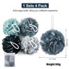 Picture of MTDLYICE Loofah Sponge XXL-100g 4 Pack, Bath Sponge Soft Mesh Shower Puff Loofah for Men, Exfoliating Body Scrubber for Women, Shower Accessories (Blue Gray)