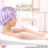 Picture of Shower Cap for Women Reusable Extra Large Shower Caps for Men Satin Double Layer EVA Waterproof Long Hair Caps(Light Purple, Brown, Pink, Green 4 Pack)