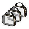 Picture of Wedama TSA Approved Toiletry Bag, 3 Pack Clear Makeup Bags with Handles, Quart Size Clear Toiletry Bags, PVC Clear Cosmetic Bags for Women and Men, Carry on Airport Airline Compliant Bag, Black