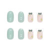 Picture of RikView Almond Press on Nails Medium Fake Nails with Flowers Design Green Nails for Women 24 PCs/Set
