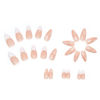 Picture of RikView French Tip Press on Nails Medium Fake Nails White Press on Nails with Flowers Design Almond Acrylic Nails