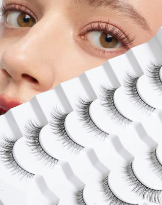 Picture of Natural Lashes Short Lashes Wispy Lashes Natural Look Natural Eyelashes Wispy False Eyelashes Small Lashes 11mm K41