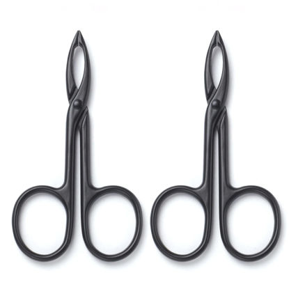 Picture of Motanar 2 Pieces Tweezers Scissor Handle Straight Tip Scissor Shaped Eyebrows Tweezers for Hair Plucker Remover Facial Hair Eyebrows Care (Black)