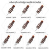 Picture of 50 Assorted Tattoo Cartridge Needles Mixed Size #10 Bugpin Round Liner Shader Magnum - 5 Pcs each of 5RL, 7RL, 9RL, 11RL, 5RS, 9RS, 15M1, 21M1, 15RM, 21RM Pro Disposable Membrane Tattoo Needles