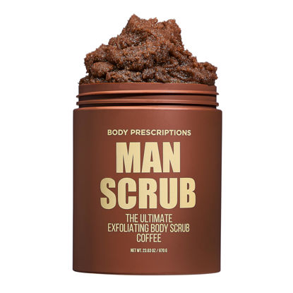 Picture of Body Prescriptions Men’s Exfoliating Body Scrub - Ultimate Skin Cleansing Wash in Jar with Twist-Top Lid, For All Skin Types, 21 Ounce (Pack of 1), Coffee