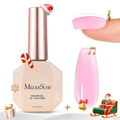 Picture of MelodySusie Builder Nail Base Gel Milky Pink Builder Gel for Nails Thickening, Soak Off UV Gel,Extension Gel Rhinestone Nail Glue Gel in a Bottle for Nail Art Design Gift for Women-015
