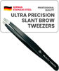Picture of Beauty Power Professional Tweezers - Slant, Durable Lightweight German Stainless Steel, Ultra Precision Tweezers for Eyebrows, Facial Hair, Chin, and Ingrown Hair Removal - Gift (Matte Black)