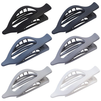 Picture of CHANDAT Flat Hair Clip 6 pcs Lay Down Claw Clips Hair Accessories for Women -Grey