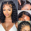 Picture of 13x4 Lace Front Wigs Human Hair Pre Plucked 180% Density Brazilian Wet and Wavy Human Hair Wigs for Black Women Glueless Curly Lace Frontal Wigs Human Hair Natural Color (12 Inch)