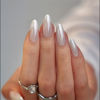 Picture of YOSOMK Medium Fake Nails Almond Press on Nails with Chrome Designs Glossy White Full Cover False Nails Stick on Acrylic Nails for Women and Girls