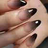 Picture of YOSOMK Fake Nails Medium Almond Press on Nails with Designs Ombre Black False Nails Glossy Glue on Acrylic Nails for Women and Girls