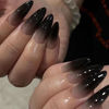 Picture of YOSOMK Fake Nails Medium Almond Press on Nails with Designs Ombre Black False Nails Glossy Glue on Acrylic Nails for Women and Girls