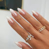 Picture of YOSOMK Fake Nails Almond Medium Press on Nails with Chrome Designs Glossy Ombre White Full Cover False Nails Stick on Acrylic Nails for Women and Girls