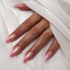 Picture of YOSOMK Chrome Press on Nails Almond Medium Fake Nails with Designs Ombre Pink False Nails Glossy Glue on Acrylic Nails for Women and Girls