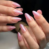 Picture of YOSOMK Chrome Press on Nails Almond Medium Fake Nails with Designs Ombre Pink False Nails Glossy Glue on Acrylic Nails for Women and Girls