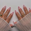 Picture of YOSOMK Chrome Press on Nails Almond Medium Fake Nails with Designs Ombre Pink False Nails Glossy Glue on Acrylic Nails for Women and Girls