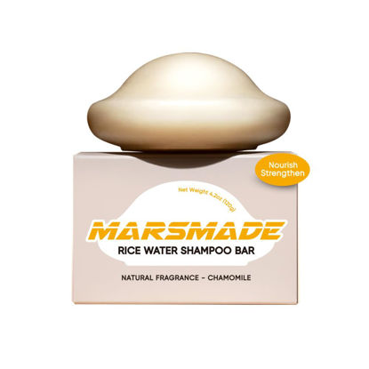 Picture of MARS MADE Rice Water Shampoo Bar 2.0 - Hydrating & Moisturizing Natural Hair Soap Bar Shampoo for Hair Strengthening & Scalp Nourishment - Bathing Soap Solid Shampoo for All Hair Types (120g, 4.23oz)