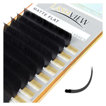 Picture of LASHVIEW Eyelash Extensions,Ellipse Flat Eyelash Extensions 0.15mm C Curl 10mm,Mink Black,Individual Lashes,Super Matte Extremely Soft Professional Salon Use