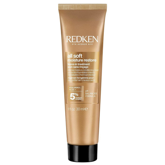 Picture of Redken All Soft Moisture Restore Leave-In Treatment | Hyaluronic Acid Primer| Hair Treatment for Dry and Brittle Hair | Humidity, Heat and Frizz Protection | For Soft and Smooth Hair | 1.0 Fl Oz