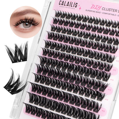 Picture of CALAILIS Lash Clusters, 144Pcs D Curl Cluster Lashes DIY Lash Extensions Mega Volume Wispy Eyelash Clusters Reusable Individual Lashes Super Thin Band and Soft (HD20, D-10-16MIX)