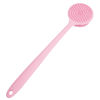 Picture of DNC Soft Silicone Back Scrubber Shower Bath Body Brush with Long Handle (Pink)