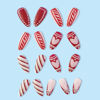 Picture of 24PCS Christmas Press on Nails Medium Length Fake Nails Red Acrylic Nails with Snowflake Love Heart White Stripes Designs False Nails French Tip Glue on Nails Artificial Nails for Women and Girls