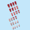 Picture of 24PCS Christmas Press on Nails Medium Length Fake Nails Red Acrylic Nails with Snowflake Love Heart White Stripes Designs False Nails French Tip Glue on Nails Artificial Nails for Women and Girls