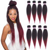 Picture of Dorsanee Ombre Burgundy Braiding Hair Pre Stretched 24 Inch 8 Packs Braiding Hair Extensions for Crochet Box Braids Twists Locs Hair Itch Free Soft Yaki Texture Hot Water Setting (24inch,#1B/Bug)
