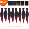 Picture of Dorsanee Ombre Burgundy Braiding Hair Pre Stretched 24 Inch 8 Packs Braiding Hair Extensions for Crochet Box Braids Twists Locs Hair Itch Free Soft Yaki Texture Hot Water Setting (24inch,#1B/Bug)