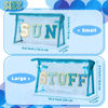 Picture of Y1tvei SUN STUFF Makeup Bag - 2Pcs Preppy Patch Chenille Varsity Letter Transparent PVC Extra Large Clear Cosmetic Pouch Portable Waterproof Travel Organizer Toiletry Compliant Bag for Women(Blue)