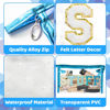 Picture of Y1tvei SUN STUFF Makeup Bag - 2Pcs Preppy Patch Chenille Varsity Letter Transparent PVC Extra Large Clear Cosmetic Pouch Portable Waterproof Travel Organizer Toiletry Compliant Bag for Women(Blue)