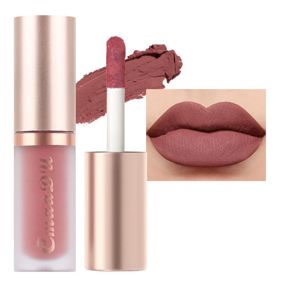 Picture of evpct 1Pcs Mauve Matte Liquid Lipstick Lip Gloss Glossy Set for Black Women 24 Hour Pink Silky Velvet Lipstick labiales matte larga duracion mate 24 horas originales 01#
