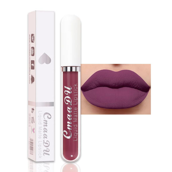 Picture of evpct CmaaDu 1Pcs Purple Liquid Matte Lipstick Lipgloss Set for Women, labiales mate 24 horas originales matte larga duracion 24 Hour Lipstick Lip Stains Long Lasting Waterproof 24, 11#