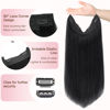 Picture of GOO GOO Wire Hair Extensions Human Hair, 1 Jet black Natural 14inch 75g, Invisible Wire Hair Extensions with Transparent, Seamless Fish Line Hairpiece