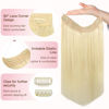 Picture of GOO GOO Wire Hair Extensions Human Hair, 613R Bleach Blonde Natural 14inch 75g, Invisible Wire Hair Extensions with Transparent, Seamless Fish Line Hairpiece