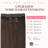 Picture of GOO GOO Wire Hair Extensions Human Hair, 4A Chocolate Brown Natural 12inch 100g, Invisible Wire Hair Extensions with Transparent, Seamless Fish Line Hairpiece