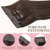 Picture of GOO GOO Wire Hair Extensions Human Hair, 4A Chocolate Brown Natural 12inch 100g, Invisible Wire Hair Extensions with Transparent, Seamless Fish Line Hairpiece