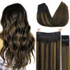 Picture of GOO GOO Wire Hair Extensions Human Hair, 1B/6/1B Natural Black with Chestnut Brown Balayage 12inch 100g, Invisible Wire Hair Extensions with Transparent, Seamless Fish Line Hairpiece