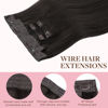 Picture of GOO GOO Wire Hair Extensions Human Hair, 2 Dark Brown Natural 12inch 100g, Invisible Wire Hair Extensions with Transparent, Seamless Fish Line Hairpiece