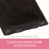 Picture of GOO GOO Wire Hair Extensions Human Hair, 2A Light Brown Natural 12inch 70g, Invisible Wire Hair Extensions with Transparent, Seamless Fish Line Hairpiece