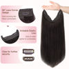 Picture of GOO GOO Wire Hair Extensions Human Hair, 2A Light Brown Natural 12inch 70g, Invisible Wire Hair Extensions with Transparent, Seamless Fish Line Hairpiece