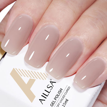 Picture of AILLSA Nude Gel Polish Secretly Love Translucent Gel Nail Polish Sheer Grey Jelly Gel Polish Long Lasting Senior Ash Neutral Color Pastel Nails Soak Off U V Gel for Nail Art at Home 0.51 Oz GB135