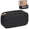Picture of Relavel Makeup Bag, Small Makeup Bag for Women, Travel Cosmetic Bag, 2 Layers Waterproof Makeup Organizer Storage with Makeup Brush Holder, Black