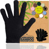Picture of Temple Spring Exfoliating Gloves - Rayon Bamboo Bath/Shower Gloves, Bath Gloves for Shower Exfoliating and Ingrown Hair/Dead Skin Remover - Exfoliator Mitt Scrub Gloves - XL BLACK