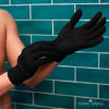 Picture of Temple Spring Exfoliating Gloves - Rayon Bamboo Bath/Shower Gloves, Bath Gloves for Shower Exfoliating and Ingrown Hair/Dead Skin Remover - Exfoliator Mitt Scrub Gloves - XL BLACK
