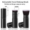 Picture of Keriloo Retractable Makeup Brush 2 Pack, Travel Kabuki Powder Foundation Makeup Brush Face Blush Brushes for Blending Liquid, Blush, Bronzer, Buffing, Sunscreen,Flawless Cosmetics
